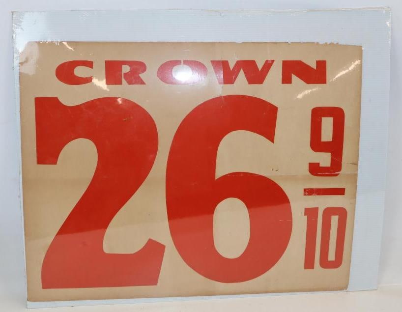 Crown Gasoline 26 Cent Cardboard Pricer Sign (1 of 4)