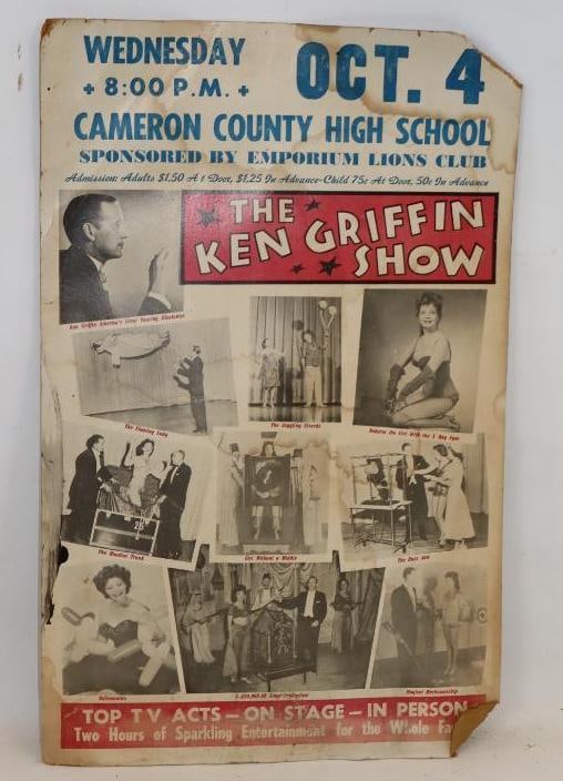 The Ken Griffin Show Cameron County High School Cardboard Advertising Sign (1 of 4)