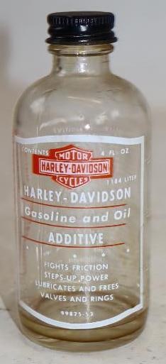 Harley Davidson Gas & Oil Additive Glass Bottle: 4 oz empty