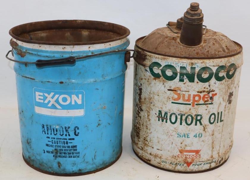 Group of 2 Exxon and Conoco Five Gallon Oil Cans (1 of 3)