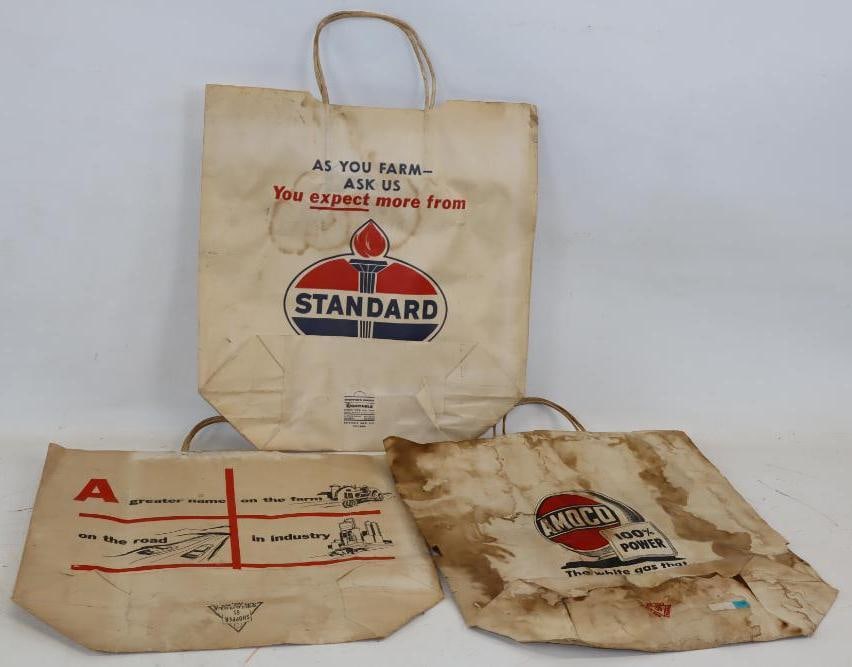 Group of 3 Different Amoco & Standard Advertising Paper Bags: 16" x 18"