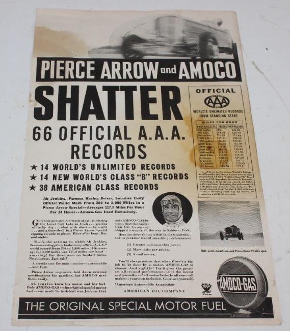 Pierce Aero & Amoco Shatter 66 Official AAA Records Paper Advertisement: 17" x 10.5"