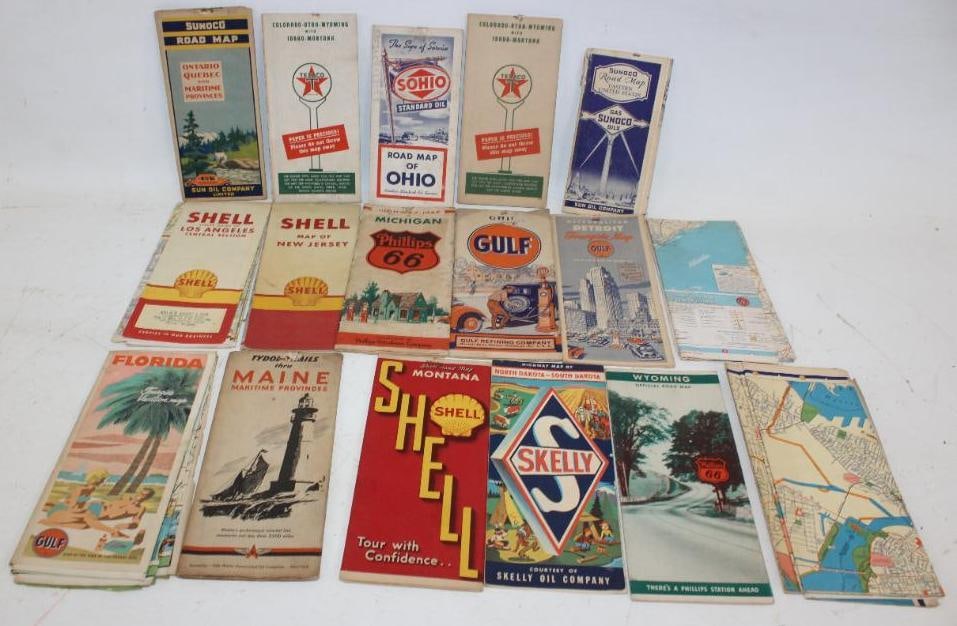 Group of 16 Advertising Gas Station Road Maps (1 of 6)