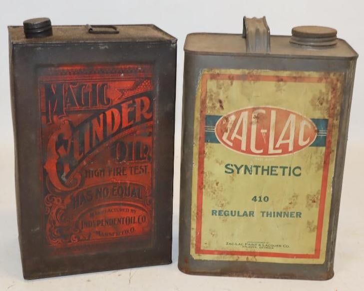 Group Of 2 Magic And Lac-Lac 1 Gal Oil Cans: 4.5" x 6" x 10.5" Each