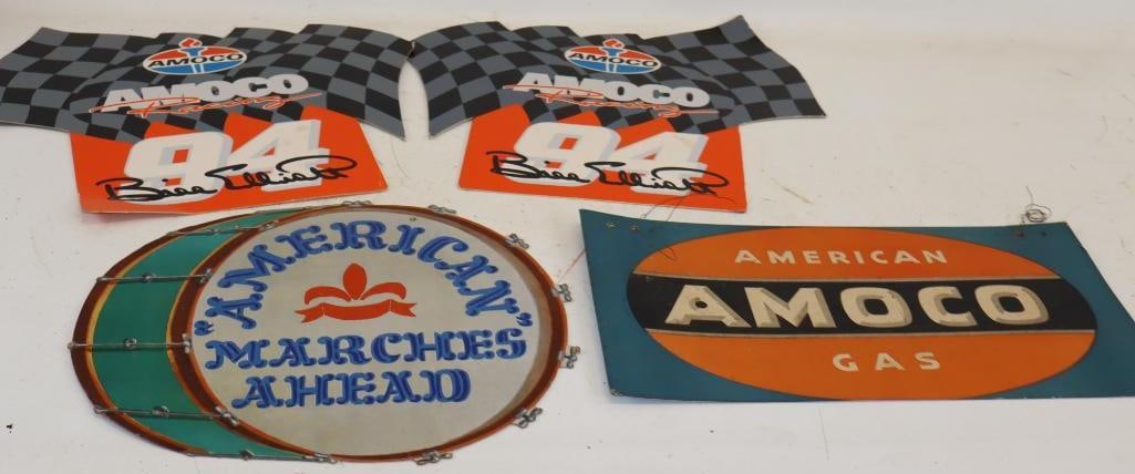 Group of 4 American & Amoco Cardboard Advertising Gas Station Signs (1 of 6)