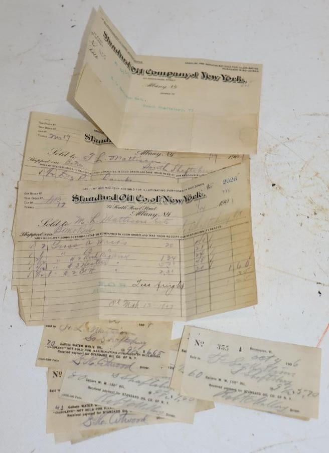 Group of 9 Standard Oil Of New York Early 1900's Receipts: 6" x 3" each