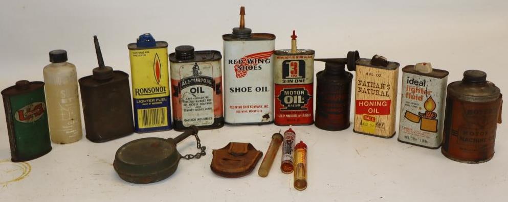 Group of 14 Different Oiler Cans: Largest is 16 oz