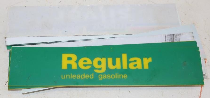 Group of 30 Amoco Silver & BP Plastic Gas Pump Signs: 2.5" x 11.5" each