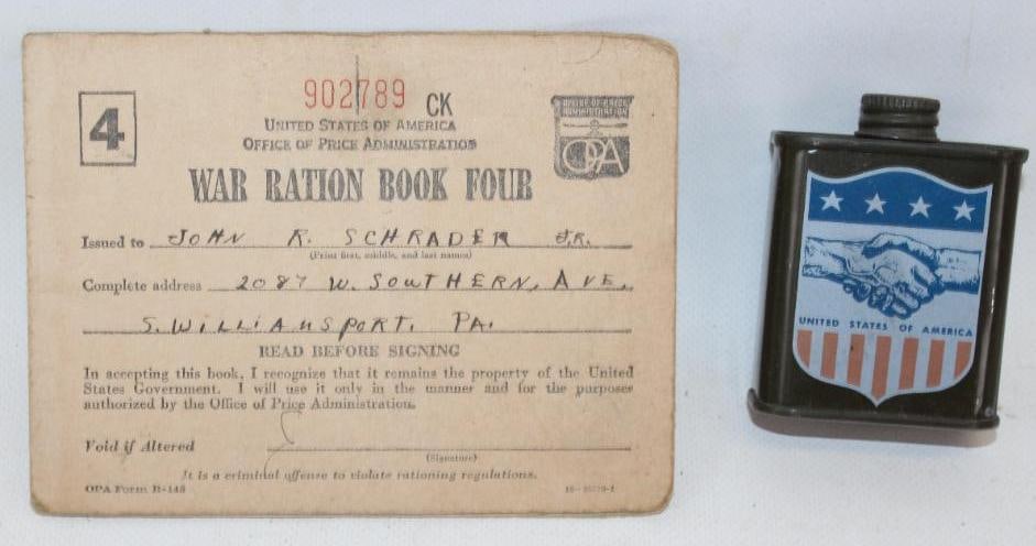 Group of 2 WW2 War Ration Book & Military Rifle Cleaner Can (1 of 5)