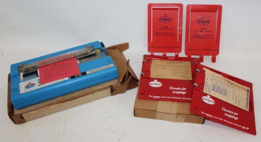 Group of 5 Amoco Advertising Clipboards & Credit Card Writing Pads: Largest is 12" x 7" x 2"