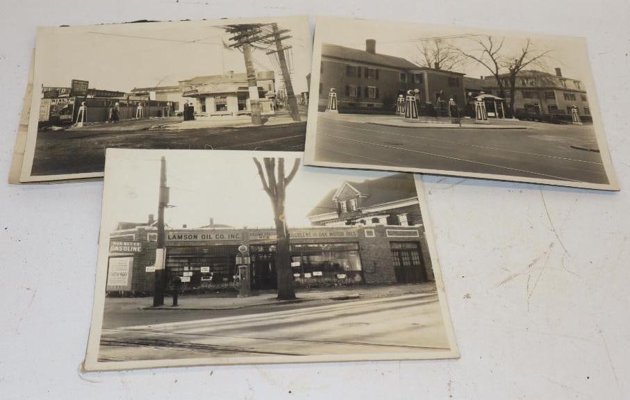 Group Of 4 Lamson Oil, Nun-Bet-Er And Polarine Early Black And White Gas Station Photos: Largest Is 8" x 10"