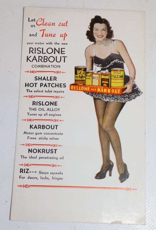Rislone Karbout Advertising Ink Blotter: 6" x 3.5"