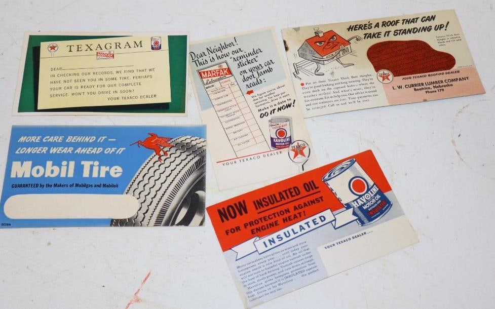 Group Of 5 Texaco And Mobile Unused Post Cards And Ink Blotter (1 of 5)