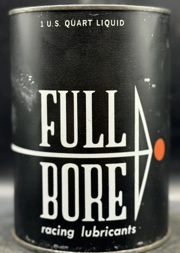 Full Bore Racing One Quart Oil Can: Metal, full, great condition overall