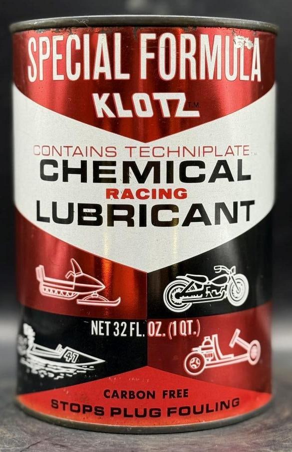Klotz Special Formula One Quart Oil Can: Metal,full,great condition overall
