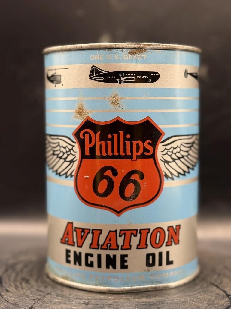 Phillips Aviation Engine Oil One Quart Oil Can (1 of 6)