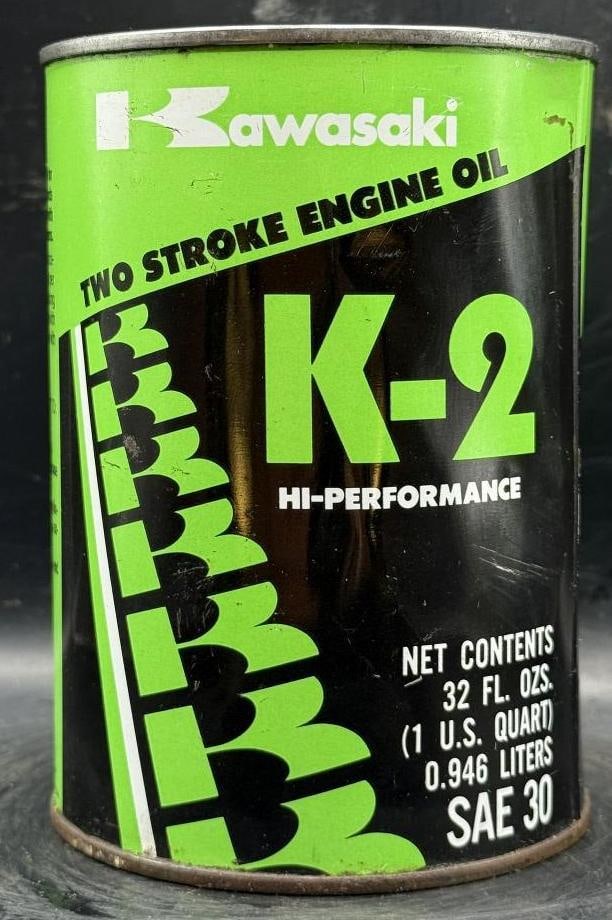 Kawasaki K-2 2 Stroke Engine Oil One Quart Oil Can (1 of 7)