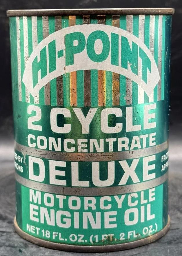 Hi-Point 2 Cycle 18 oz Motorcycle Engine Oil: Metal, full, overall great condition