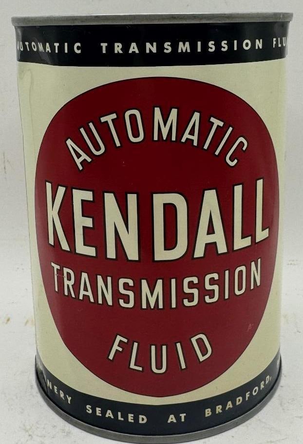 Kendall Transmision Fluid One Quart Oil Can: Pristine condition, Vibrant colors, empty