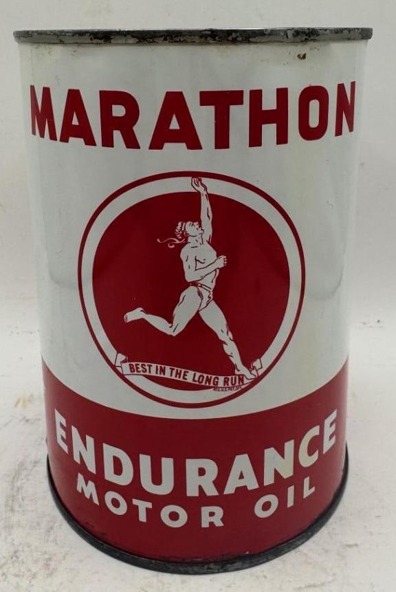 Marathon Motor Oil One Quart Oil Can: Great colors, good condition, rust on bottom