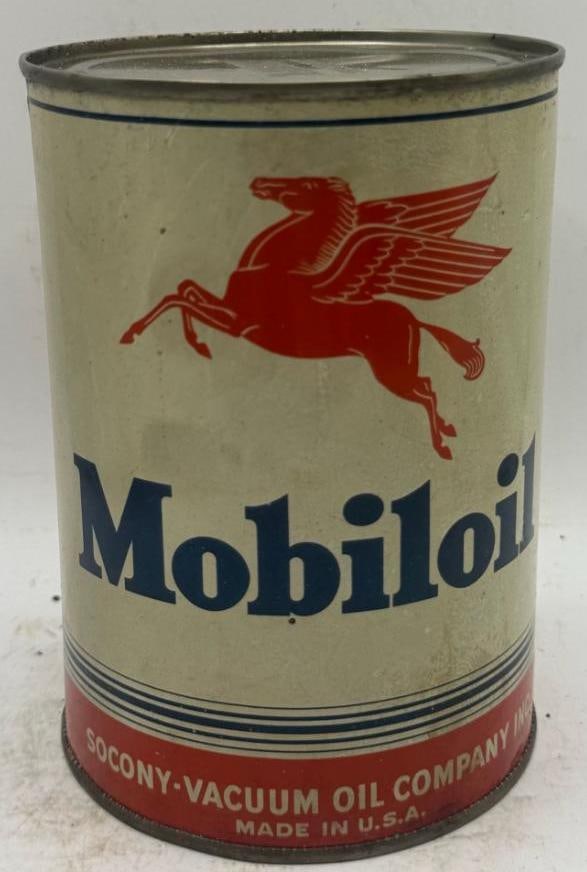 Mobiloil One Quart Oil Can: quart, empty
