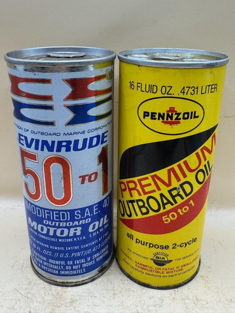 Evinrude & Pennzoil Oil Cans: Both pints, both full