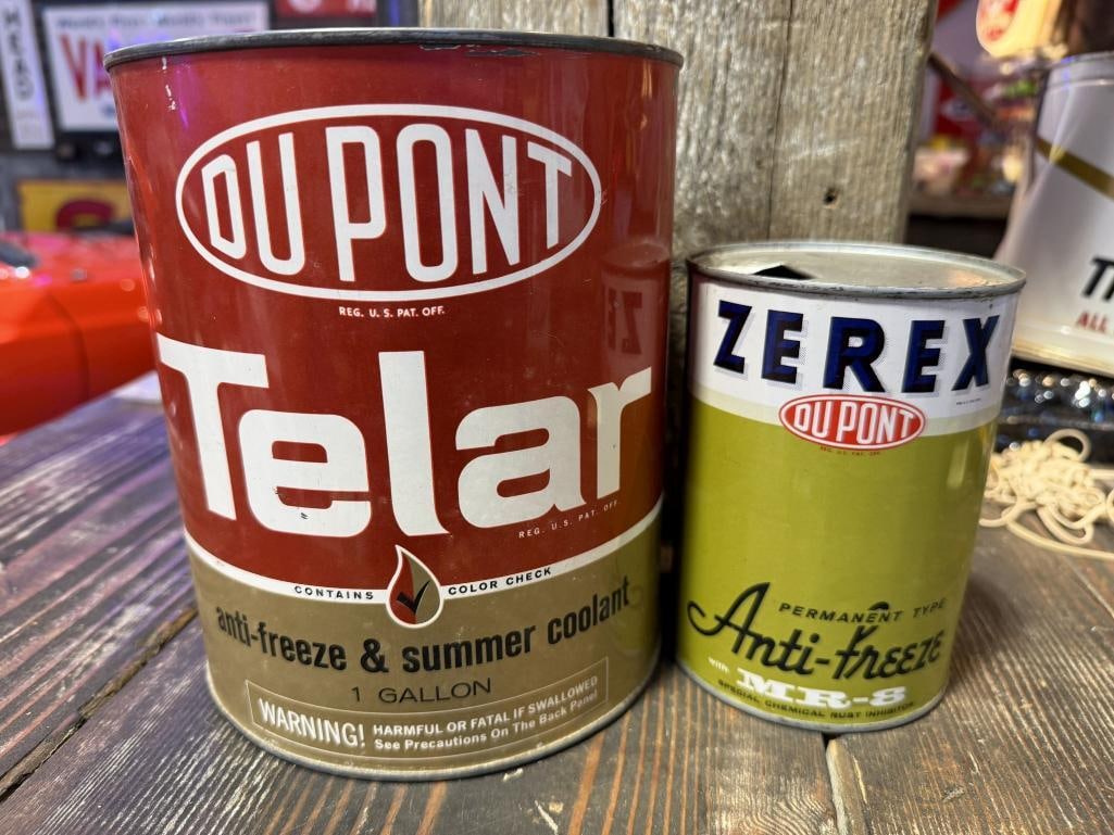 Dupont Oil Can pair: Gallon and quart, both empty