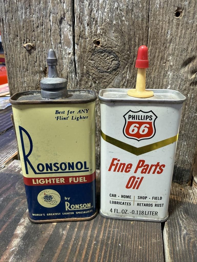 Ronsonol & Phillips Oil Cans: Both full & uncut