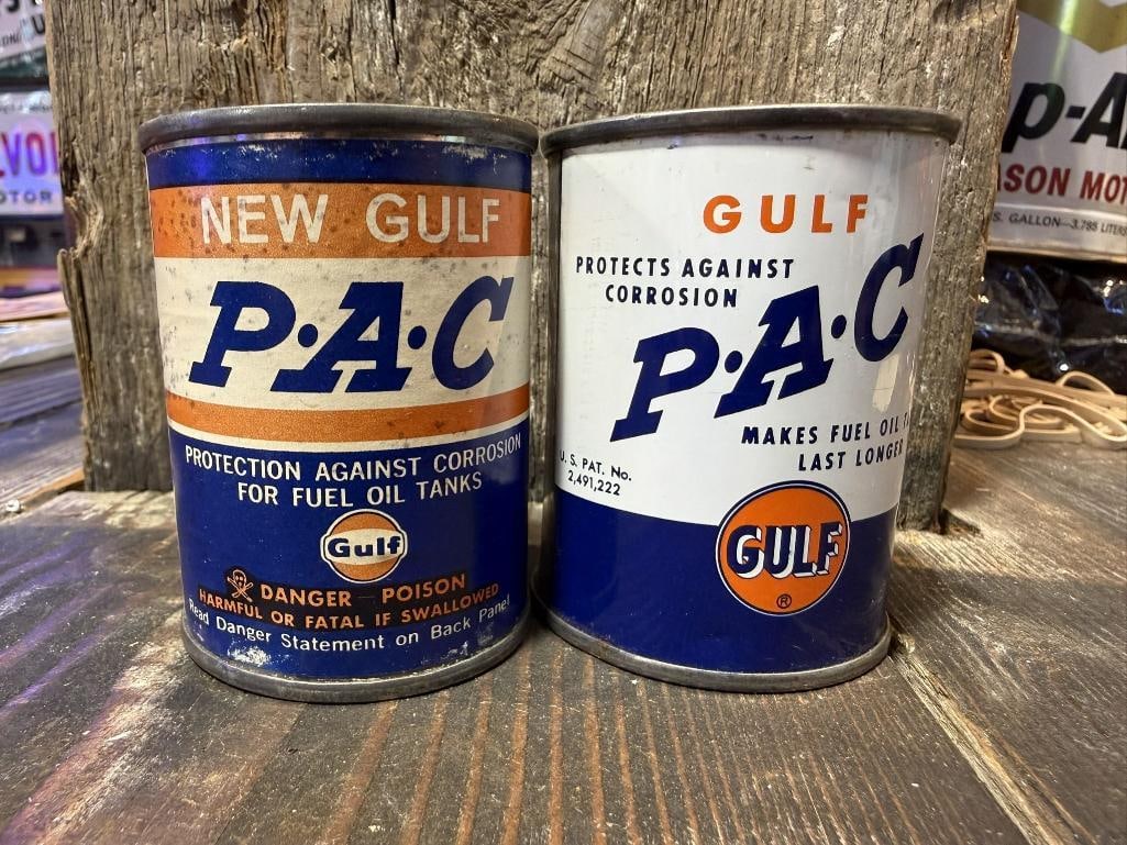 Gulf PAC Oil Can Pair: both full