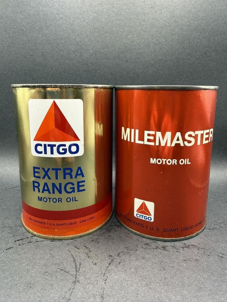 Citgo Oil Can Lot: Left is full, both metal
