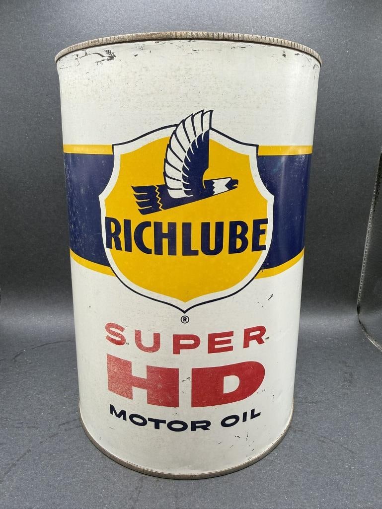 Richlube Oil Can: 5 quart, empty