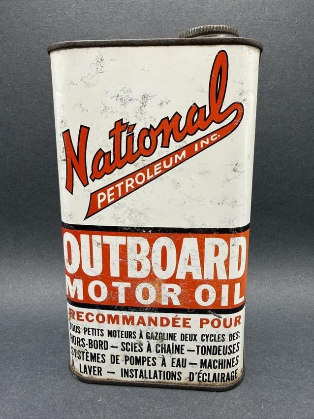 National Outboard Oil Can: Imperial quart, empty