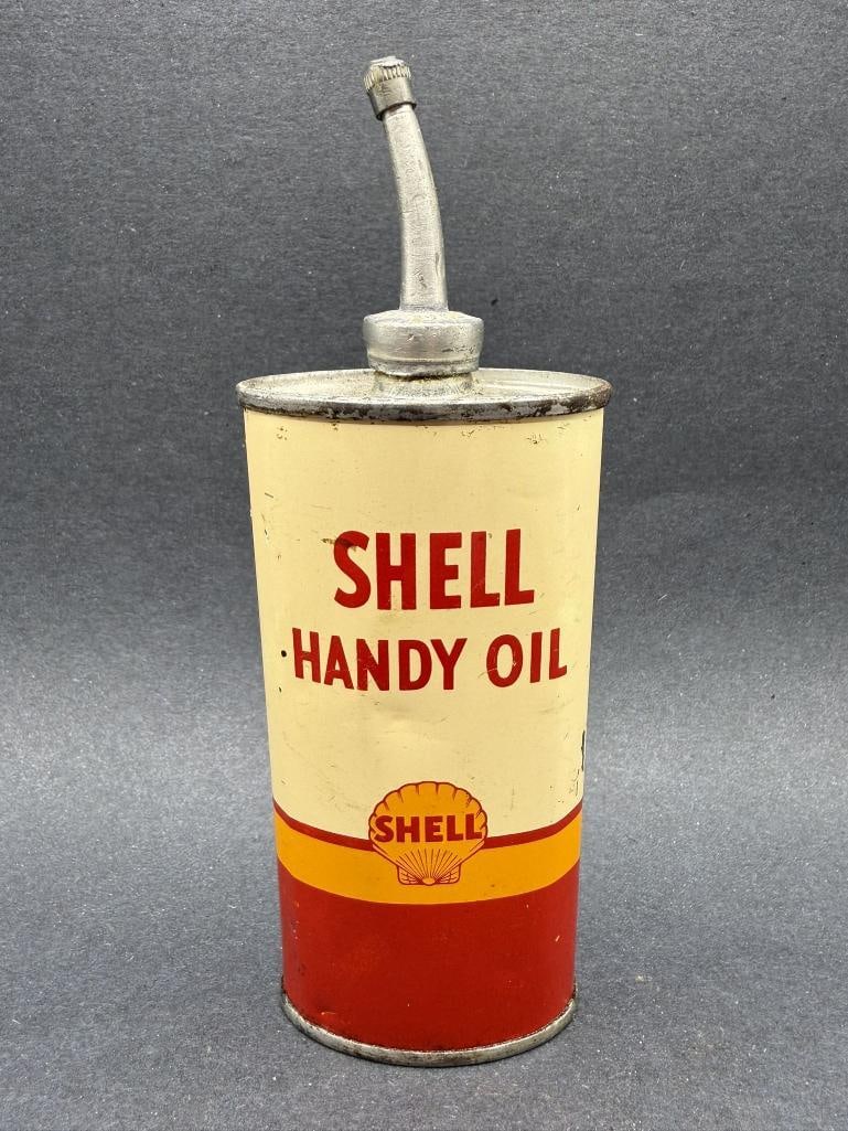 Shell Oil Can: Lead top, empty, loose cap