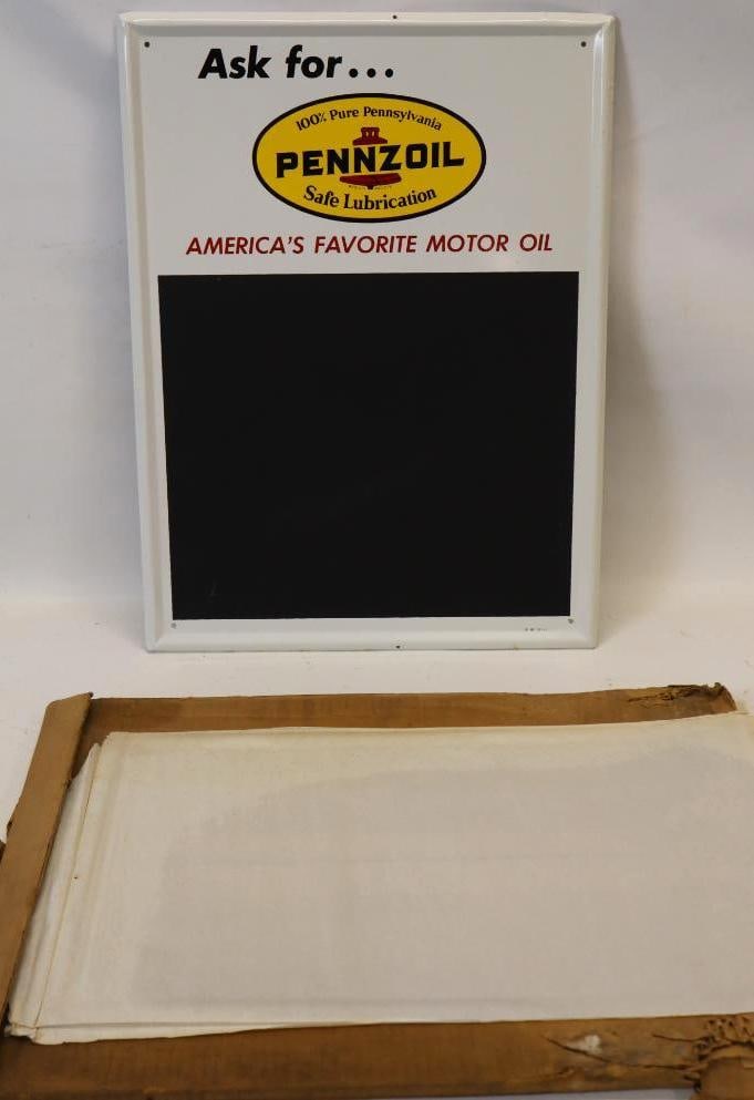 NOS Pennzoil America's Favorite Motor Oil Self Framed SST Chalkboard Sign with Original Box (1 of 6)