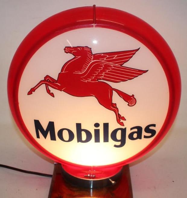 Mobilgas Pegasus 13.5" Globe Lens on Capco Body: This lens in very good condition. The lens measures 13.5" Diameter. The overall measurments are 16.5" x 16" x 6.5".