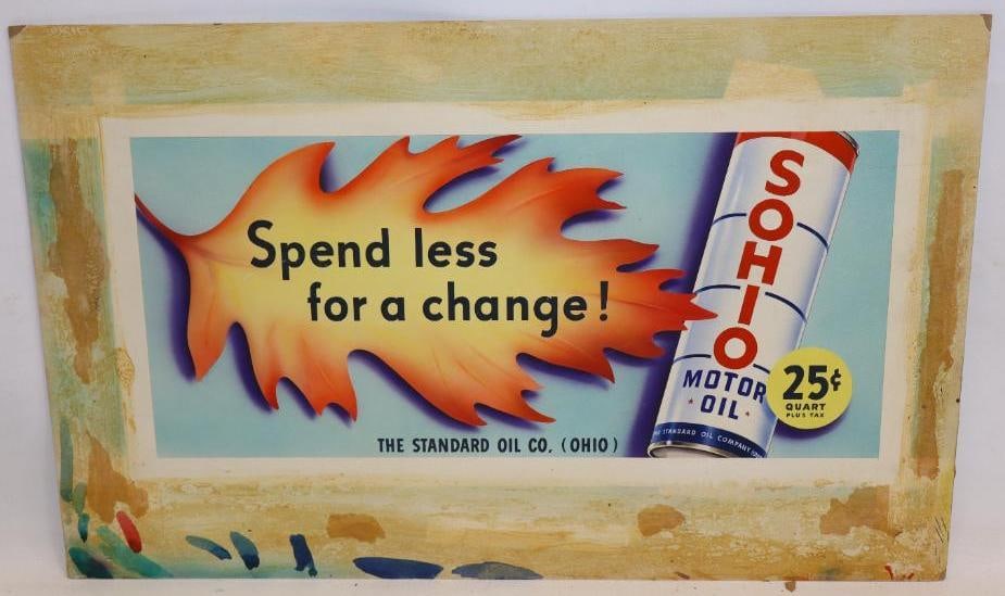 Sohio "Goodbye Trouble! Winter Starting Guarenteed" Orignal Ad Artwork: This artwork is mounted to heavy cardboard and it measures 19.75" x 30.5".