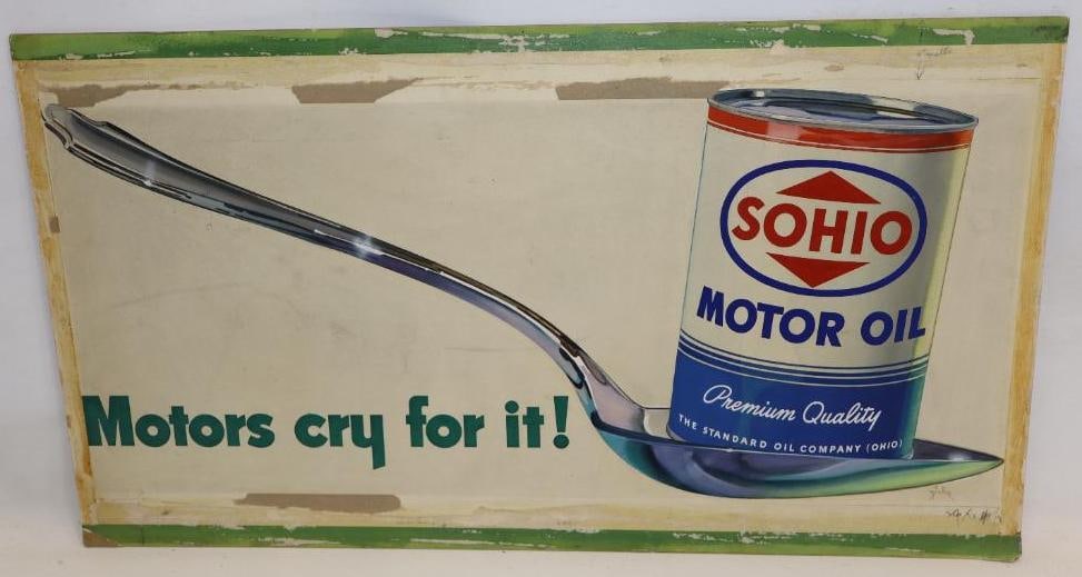Sohio Premium Quality "Motors Cry For It!" Original Ad Artwork: This is signed by Ted Gorka. This artwork is mounted to heavy cardboard and it measures 39.25" x 21.75".