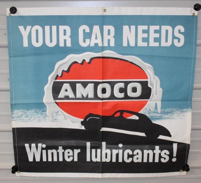 Amoco Your Car Needs Winter Lubricants! Advertising Canvas Banner (1 of 5)