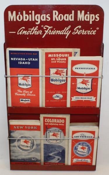 Mobilgas Road Maps Another "Friendly Service" Advertising Map Rack Display (1 of 10)