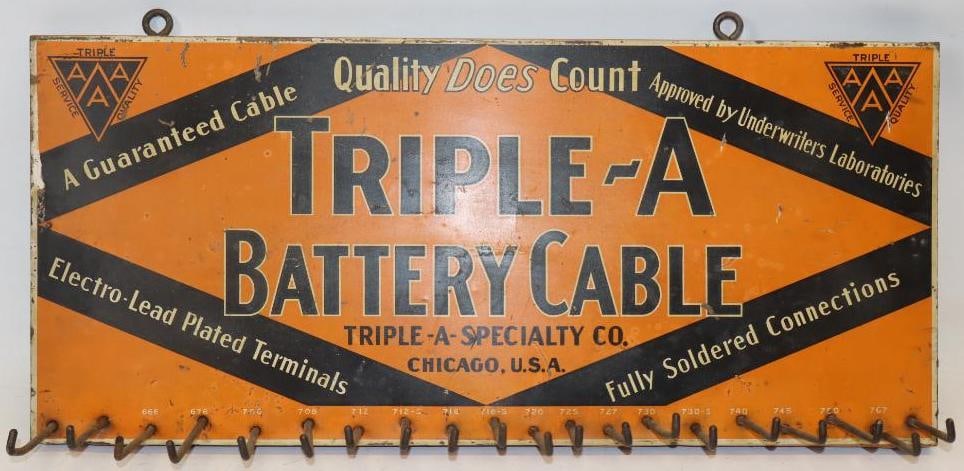 Triple-A Battery Cables SST Advertising Display Rack Sign with Wood Backing (1 of 6)