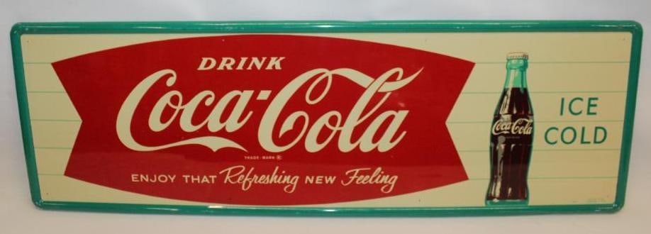 Drink Coca-Cola Fishtail Ice Cold Horizontal Self Framed SST Sign (1 of 9)