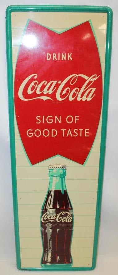 Drink Coca-Cola Fishtail Sign of Good Taste Vertical Self Framed SST Sign (1 of 10)