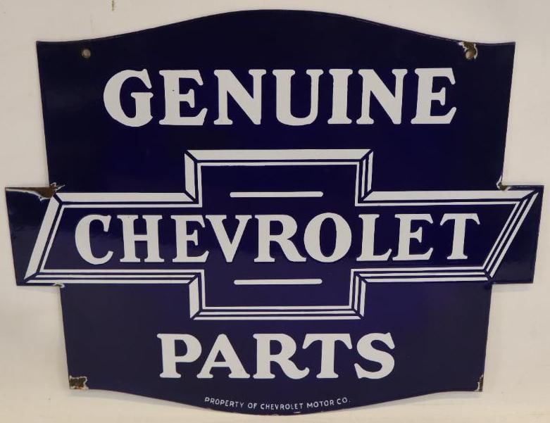 Chevrolet Genuine Parts DSP Porcelain Advertising Dealership Sign - 13