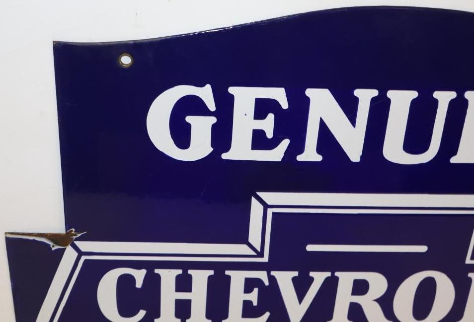 Chevrolet Genuine Parts DSP Porcelain Advertising Dealership Sign - 14