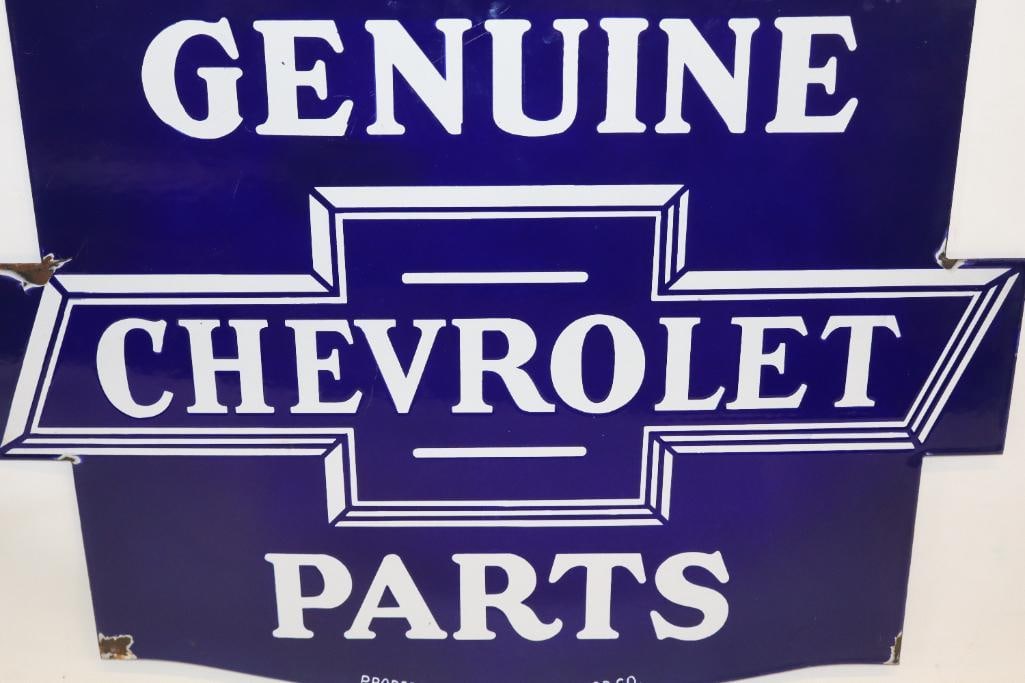 Chevrolet Genuine Parts DSP Porcelain Advertising Dealership Sign - 18