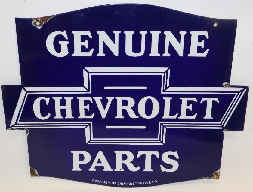 Chevrolet Genuine Parts DSP Porcelain Advertising Dealership Sign - 19