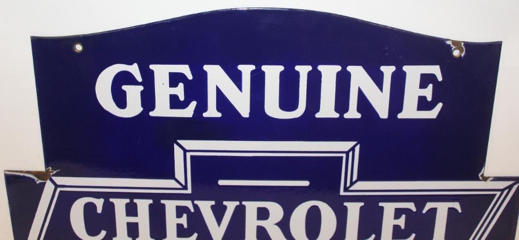 Chevrolet Genuine Parts DSP Porcelain Advertising Dealership Sign - 2