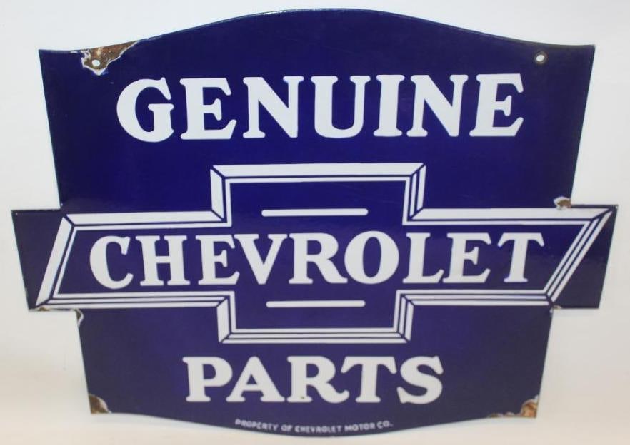 Chevrolet Genuine Parts DSP Porcelain Advertising Dealership Sign - 7
