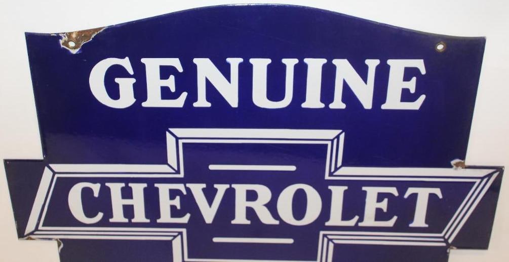 Chevrolet Genuine Parts DSP Porcelain Advertising Dealership Sign - 8