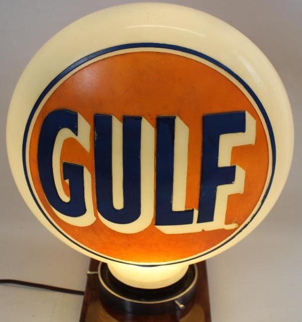 Gulf One Piece Cast Milk Glass Gas Pump Globe (1 of 17)